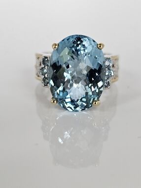 Natural Gems En Vogue Swiss Blue Topaz  Palladium Sterling Silver 18K Size 7